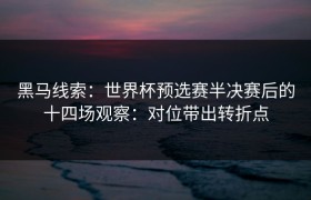 黑马线索：世界杯预选赛半决赛后的十四场观察：对位带出转折点