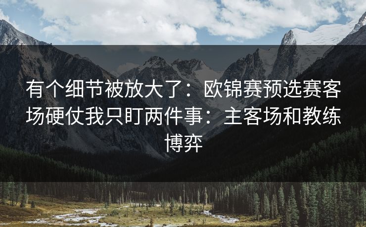 有个细节被放大了：欧锦赛预选赛客场硬仗我只盯两件事：主客场和教练博弈